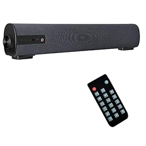 Sound Bars for TV/PC, 16.9″ Outdoor/Indoor Mini Soundbar with Wired & Wireless Bluetooth 5 Speaker, 2 X 5 W Sound Bar with Subwoofer for Small Room, Coax/AUX/RCA/TF Card and Remote Control (Updated)