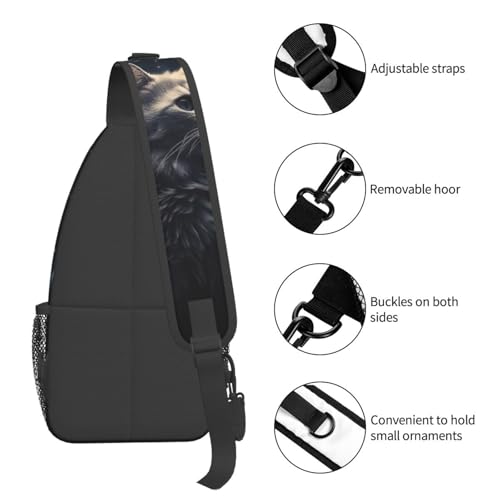 Mochila tipo bandolera para senderismo negra miniatura 5