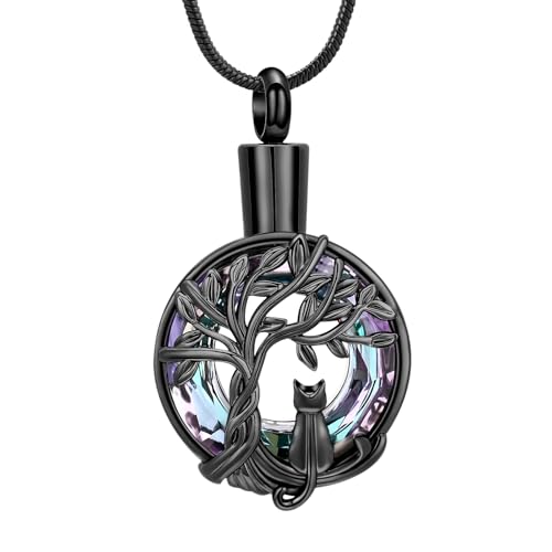 zeqingjw Cat Cremation Jewelry Urn Necklace for Ashes for Pet Funeral Ashes Keepsake Urn Necklace Pendant Memorial Jewellery