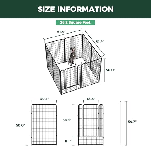 Image of FXW Rollick Unleashed Dog Playpen for Indoor, Yard, RV Camping, 50 inch 8 Panels for Large Dogs, Black│Patented