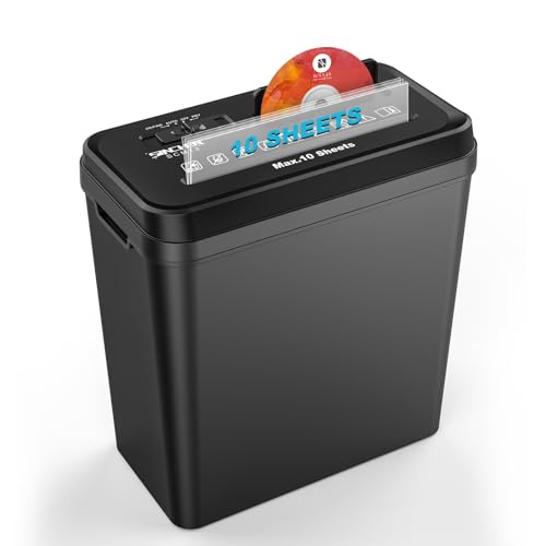 SINCHER 10-Sheet Strip Cut Paper Shredder for Home Office 14L Waste Container Fast and Durable Shredder for Documents Credit Cards CDs Mail and Cardboard P-2 Security Level