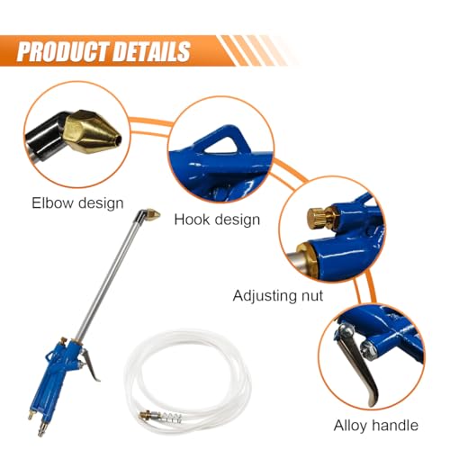 Image of Car Air Engine Cleaning Spray Gun, High-Pressure Air Nozzle Blow Gun with 4Ft Hose, Pneumatic Dust Cleaner Sprayer Tool, Siphon Vehicle Engine Bay Wash Spray Kit(Curve)