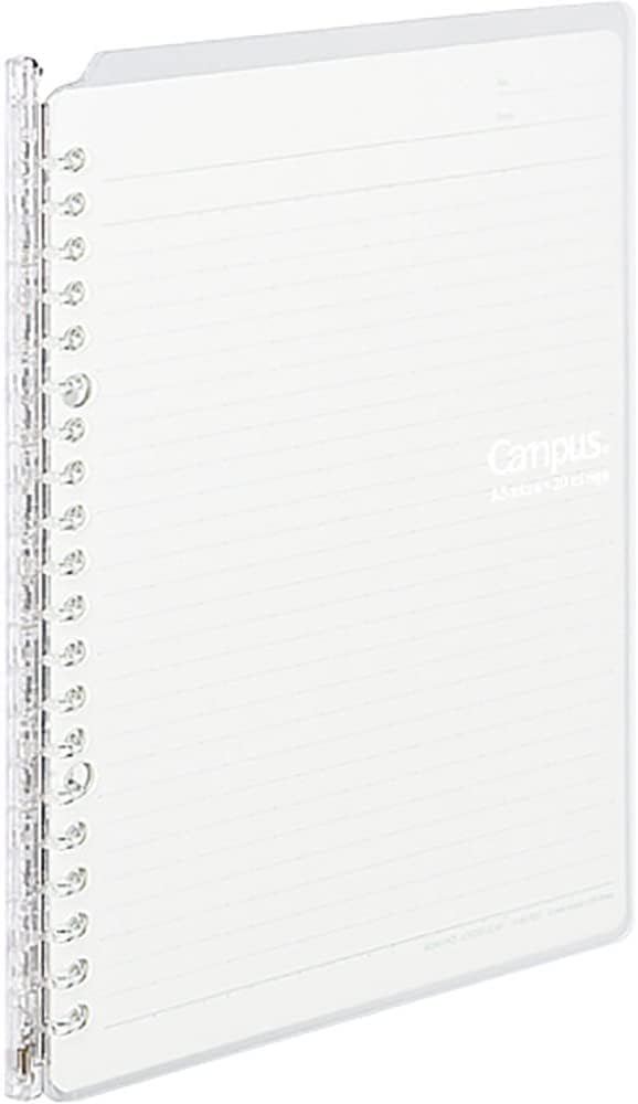 Campus Smart Ring Binder, A5 Clear Refillable Binder Notebook 20 Holes with 10 Extra Loose-Leaf Paper, Up to 25 Filler Papers for Work & Study, Japan Import (RU-SP130T)