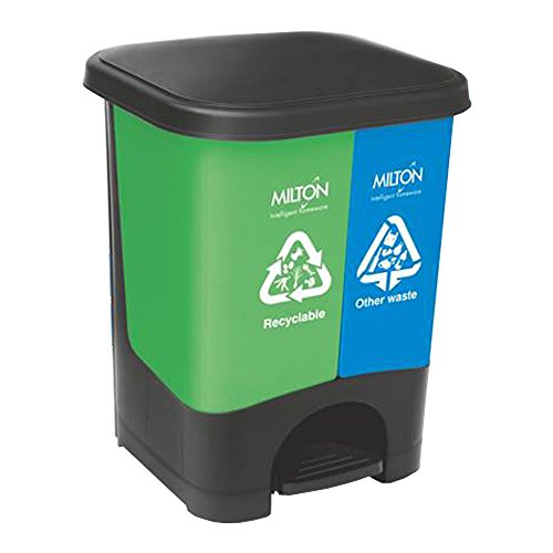 Image of Milton Twin Bin Dry and Wet Plastic Waste Dustbin, 35 litres