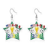 Worlds Cup Earrings 2026 Merchandise Acrylic Soccer Earrings for Women Soccer Mom Essentials Shirt Accessories Lightweight Sports Fans Game Day Outfits