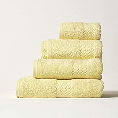 Homescapes Luxus Handtuch Set Pastell Gelb, 2 Handtücher 50x90 cm & 2 Duschtücher 70x130 cm, 100% Ägyptische Baumwolle, 500g/m²