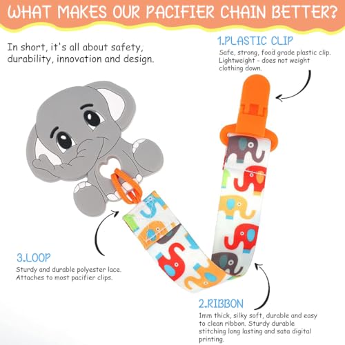 Image of SNOWIE SOFT 5pcs Anti Lost Pacifier Chain Clip for Toddlers Cartoon Fabric Pacifier Clip Strap for Soother, Teether, Toy, Pacifiers Anti Lost Baby Pacifiers Attaching Strap
