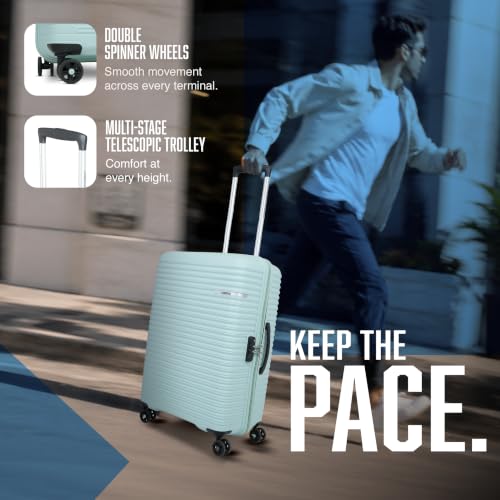 Image of American Tourister Liftoff+|Small Size Cabin Trolley Bag (55 cm) for Travel|360 8 Wheel Spinner Travel Luggage|Hard Case Polypropylene (PP) Suitcase|Mounted TSA Lock|Seafoam Blue