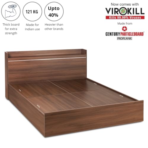 Image of DELITE KOM Cherry Engineered Wood Queen Box Bed (Finish Color Acacia Dark Delivery Condition Knockdown)