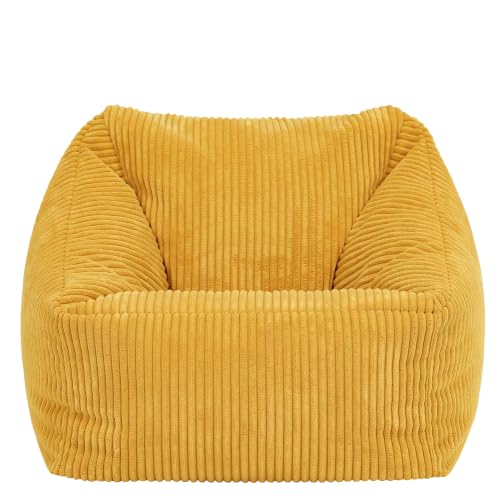 Icon Natalia Cord Sitzsack Kinder Sessel mit Füllung, Gelb