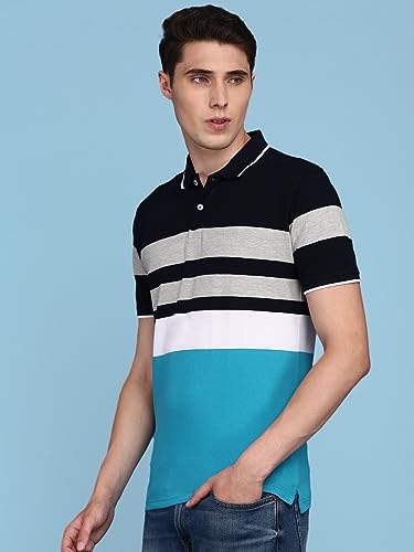 Image of ONN Men's Regular Fit Polo Neck Half Sleeve Striper T-Shirt | T-Shirt for Men