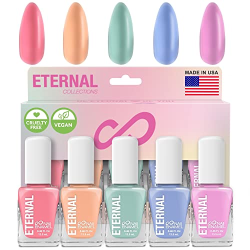Eternal Pastel Nail Polish Sets For Women (Candy Pastels) - Pastel Nail Polish Set For Girls - Long Lasting & Quick Dry Nail Polish Set For Home Diy Manicure Pedicure - Made In Usa, 13.5Ml (Set Of 5) #TOP4