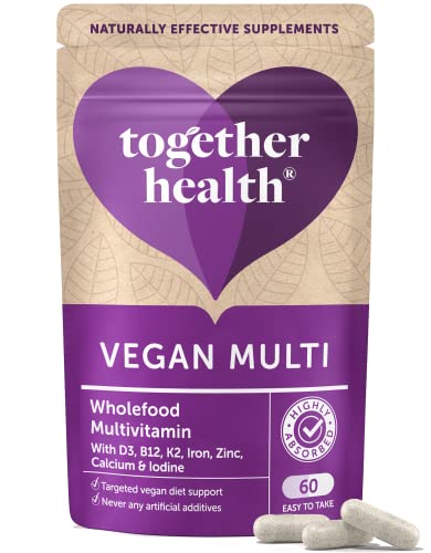 Vegan Multi VIT & Mineral – Together Health – Supports Vegan & Vegetarian Diets – Whole Food Nutrients – Vegan Friendly – Made in The UK – 60 Vegetable Capsules
