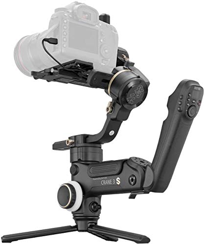 Zhiyun Crane 3S 3-Axis Handheld Gimbal Stabilizer for DSLR Cameras and Camcorder, 6.5kg Payload, Extendable Roll Axis, 12 Hours or Longer Continuous Uptime, DC-in, TransMount SmartSling Handle