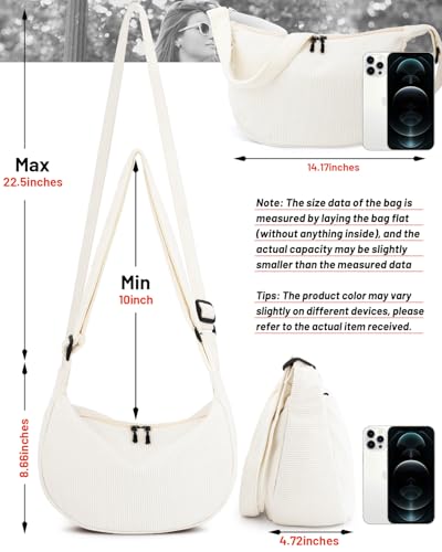 Image of Crossbody Crescent Bag for Women Men Trendy, Crescent Sling Bag with Adjustable Strap, 2 Zippers Lightweight