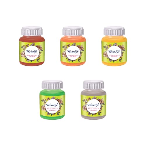 Image of Fevicryl Acrylic Pearl Metallic 100ML Colour Combo | Paint on Canvas, Wood, Earthenware, Stone, thermocol, Metal, Leather, Glass | Ideal for Artists, Beginners and Gifting