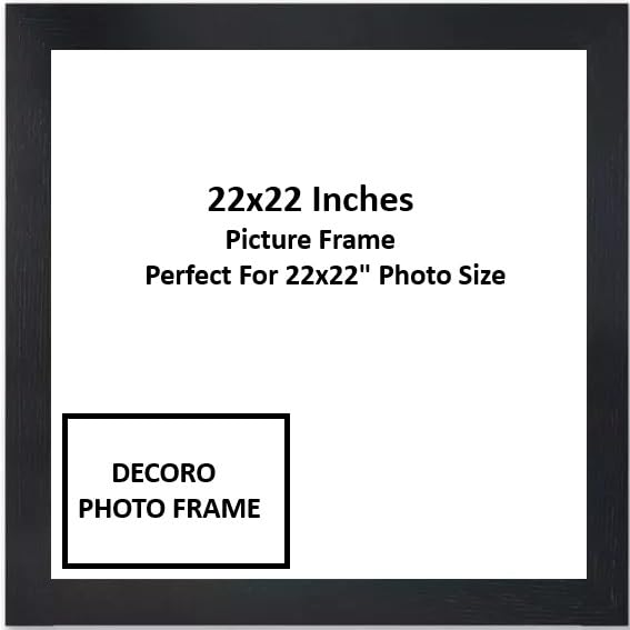 DECORO 22X22 Inch Square Black Photo Frame | 22X22inch Poster Frame | Wooden Photo Frame | Square Black Picture Frames