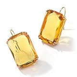 Colorful Rectangle Glass Crystal Earrings Orthogon Gemstone Square Transparent Crystal Glass Dangle Earrings for Women Jewelry-C yellow