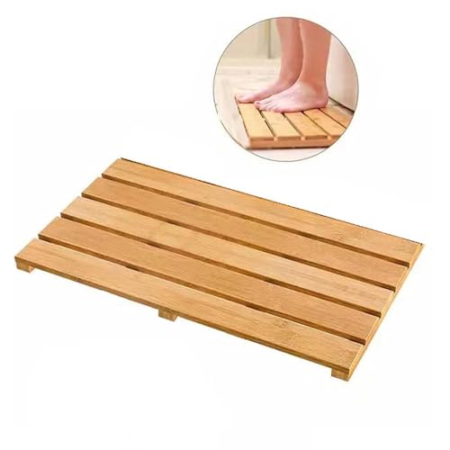 Alfombrilla de ducha de bambú antideslizante impermeable – Alfombrilla de baño de madera natural para baño, cocina, dormitorio, bañera, inodoro y uso de mascotas