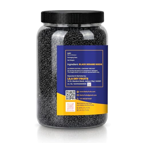 Image of LILA DRY FRUITS Kali Til 200 Grams Black Sesame Seeds | Premium Raw Kaali Till Seed for Cooking, Baking, Salad Toppings & Daily Healthy Eating Perfect for Laddu, Tilkut, Chikki and Kitchen Use