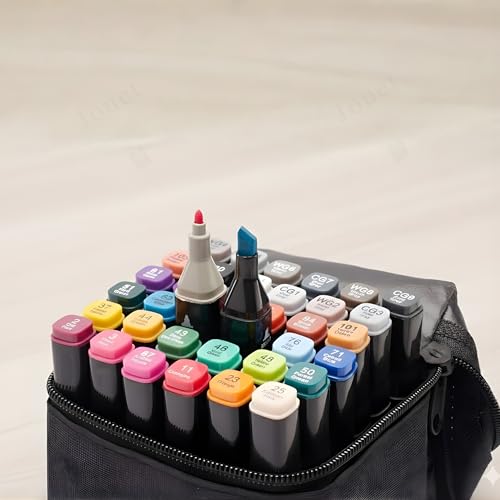 Image of JOUET Alcohol Markers Set of 48 Dual Tip Brush & Color Marker Pens for Drawing, Sketching, Calligraphy, and Colouring | Multicolor Dual Tip Sketch Pens for Artists, Kids & Adults