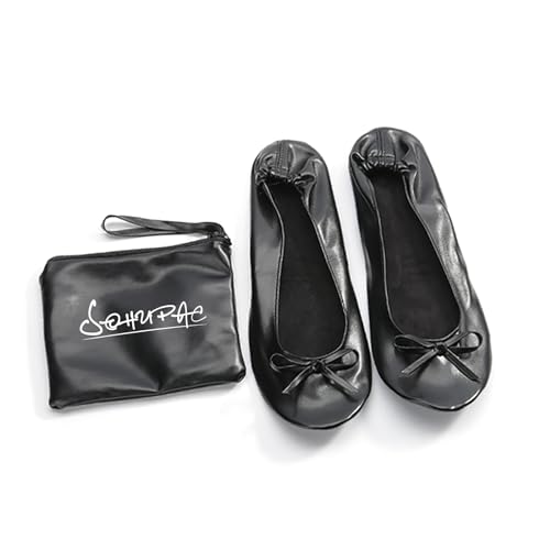 Women's Foldable Flats, Portable Ballet Flat Roll Up Slipper Shoes with Travel Pouch Bag for Ballerina Wedding2