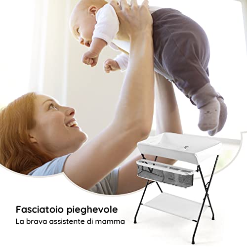 GOPLUS Fasciatoio Pieghevole Neonati, con Cestello...