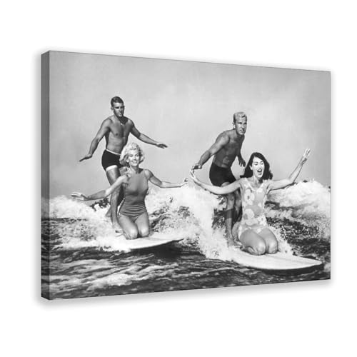 Poster rétro noir et blanc en toile de qualité supérieure 61x91