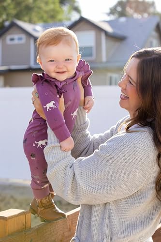 Image of MONICA + ANDY Double Ruffle Romper, 100% Organic Baby Clothes for Girls, Baby Onesie, Newborn, Infant & Toddler Sizes