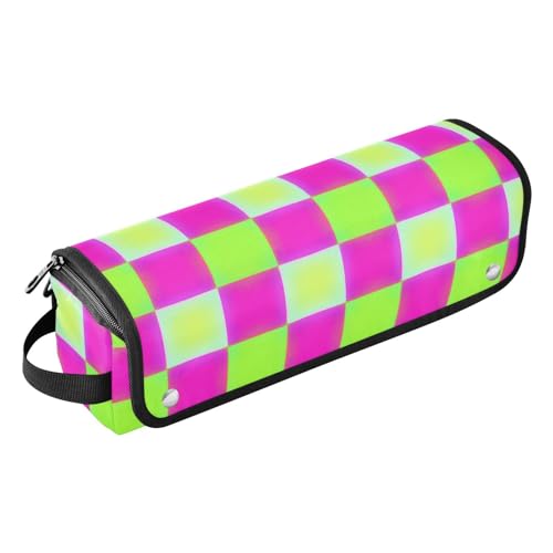 Bolsa de viaje para herramientas de cabello y tapete resistente al calor con cierre impermeable portátil para planchas, alisadores, rizadores, mochila de viaje de tela a cuadros Neon-Ombre Glow para cabello miniatura 1