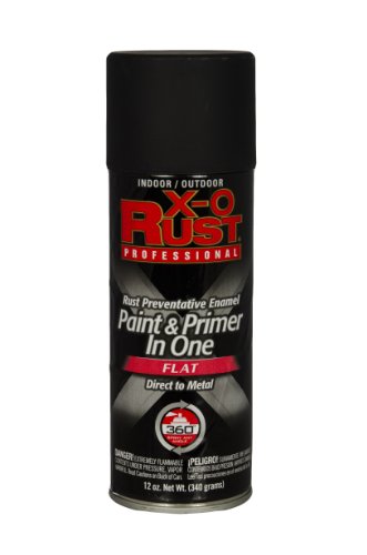 General Paint & Manufacturing XOP-19 X-O Rust Professional Rust Preventative Paint and Primer in One Spray with 360-Degree Spray Tip, Flat Black