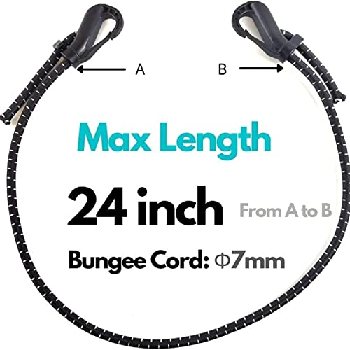 Joyeyou 1/4 Inch Thick Bungee Cords With Adjustable Hooks, Black/White, 24- Inch （4-Count） For Canopy, Tarp, Tent, Pool Cover… #TOP1