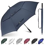 Gonex 68 Inch Extra Large Golf Umbrella, Automatic Open Travel Rain Umbrella with Windproof Water Resistant Double Canopy, Oversize Vented Umbrellas for 2-3 Men and UV Protection, Navy
