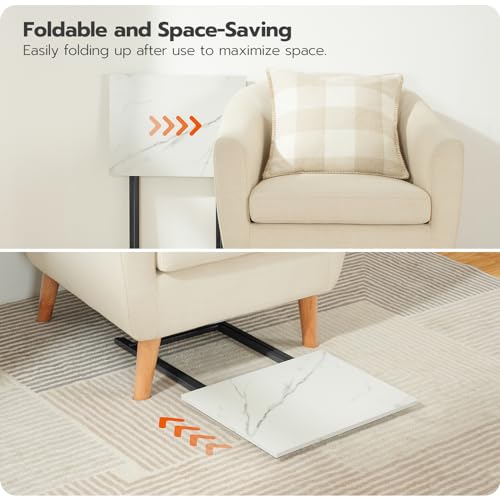 Image of HOOBRO Folding TV Tray Tables, Set of 4 TV Trays with Storage Rack, Industrial Side Table for Eating at Couch, Foldable Snack Table for Small Space, Easy Assembly, White and Black BW50BZ01