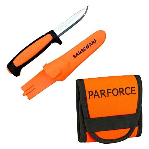 PARFORCE Patronenetui orange Mit Mora Messer sauscharf Cover