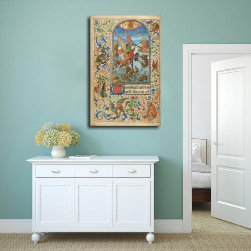 Impression sur toile manuscrits illuminés Saint Michel grand format - 4