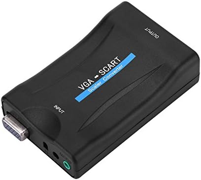 VGA to SCART Adapter, VGA Input SCART Output Video Audio Converter with Remote Control for Smart TV, Monitor, Plug and Play