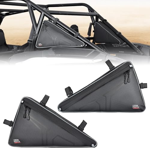 KEMIMOTO Triangle Storage Bags for UTV Storage Side Tool Bag Compatible with 2024/2025+ Polaris RZR XP 1000/4 1000 Fit All UTV with Roll Bar PVC Wear Resistant Double Zippers for Rear Anti-Roll Frame