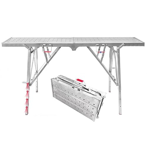 Plataforma de trabajo plegable eléctrica para andamios, plataforma elevadora para cargas de hasta 400 kg, pies telescópicos ajustables para andamios para terrenos irregulares, andamios pequeños
