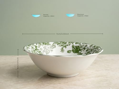 Image of Bodhi House Porcelain Dinner Set 6 Pieces - Green Leaf White Dinnerware Set | 2 Dinner Plates, 2 Quarter Plates, 2 Katori Bowls | Premium Crockery Set for Dining, Kitchen & Gifting