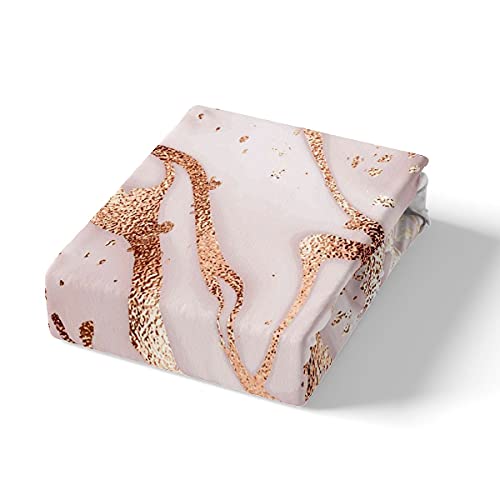 Rose Gold Marble Fitted Sheet Marble Bed Sheet Set For Kids Children Teens Golden Glitter Cracked Lines Bedding Set Liquid Abstract Art Bed Cover Single Size 3Pcs - Image 4