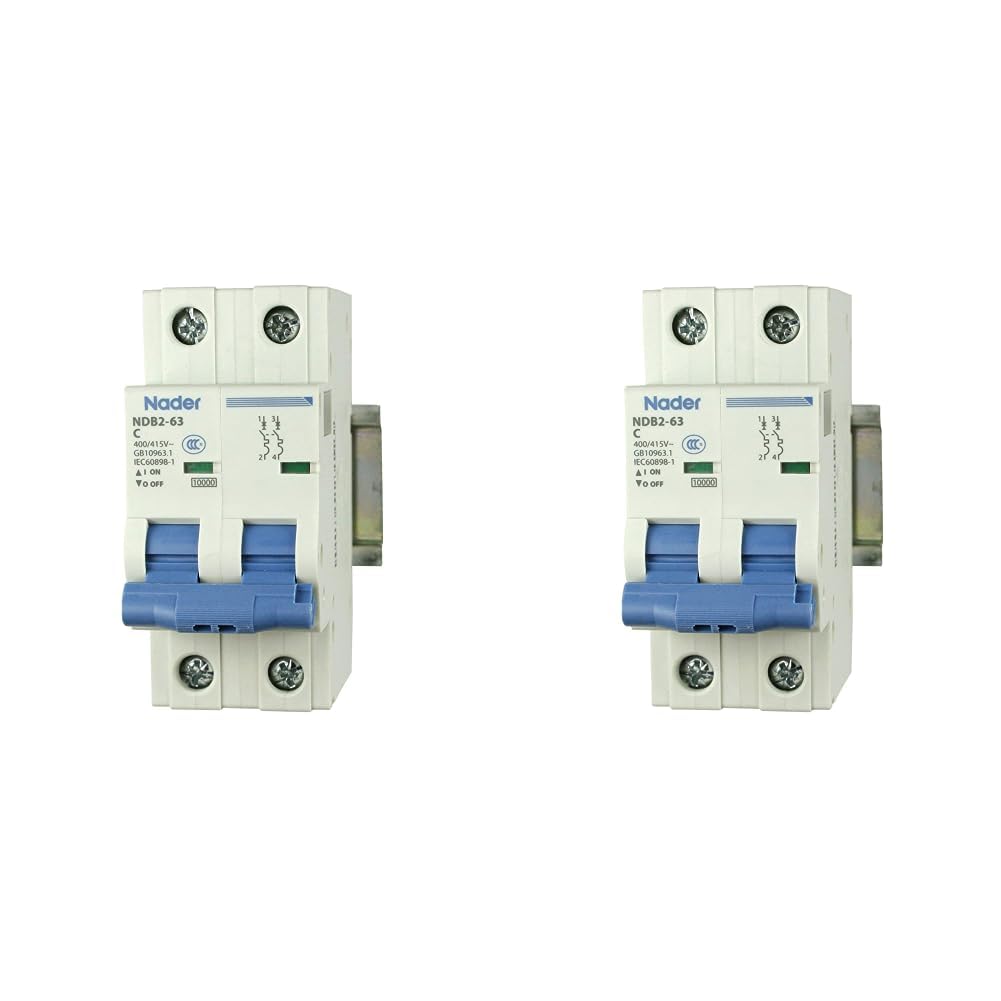 ASI NDB2-63C6-2 DIN Rail Mount Circuit Breaker, UL 1077 Supplemental Protection, 6 amp, 2 Pole, 240/480V, General Purpose Trip Curve C (Pack of 2)