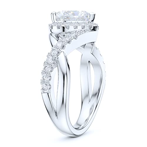 Sterling Silver Split Shank Fancy Infinite Heart Shape Simulated Diamond or Genuine Moissanite Halo Ring Promise Ring Engagement Ring4