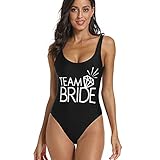 Bride and Team Bride Diamond Print One Piece Swimsuit Bathing Suits with Padding (1Black, Medium)