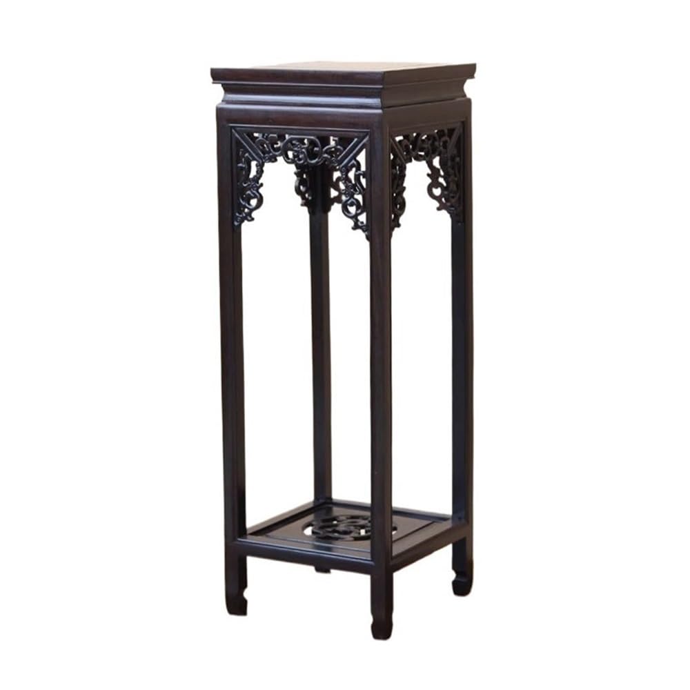 Hhmmei2024-23 Bonsai Rack Vintage Openwork Carving Bonsai Stand, Household Living Room Redwood Flower Bonsai base