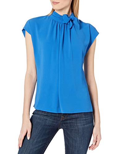 Vince Camuto Vince Camtuo Women's Smock Neck Tie Blouse, Deep River, Medium