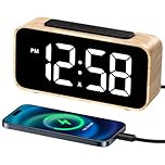 GOLOZA Digital Alarm Clock for Bedrooms, Digital Clock with LED Display, 0-100% Brightness Dimmer, Adjustable Volume, Dual Alarm, 12/24H, Snooze, Power-Off Memory, Small Desk for Bedside