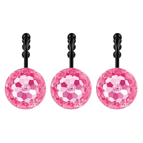 image for Sunlit Luxury Design Round Hot Pink Diamond Crystal Gem Bling with Gli