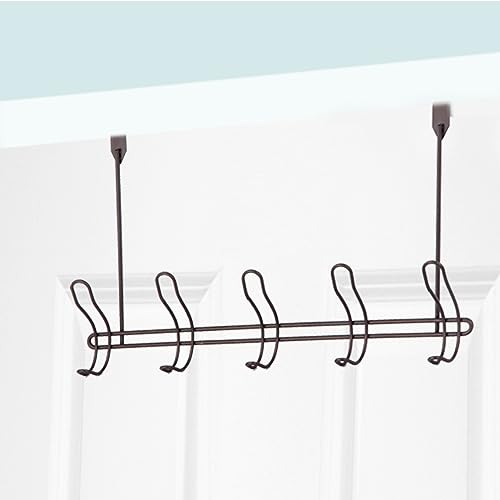 Home Basics 5 Over the Door Hooks Hanging Racks For Clothes, Coats, Bags, Towels or Robe, Chrome thumbnail 4