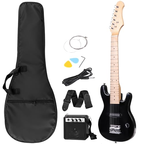 Saicool 30' Electric Guitar Beginner Kits, Beginner Electric Guitar with 5W Amp and Accessories Pack Guitar Bag for Beginners, Black